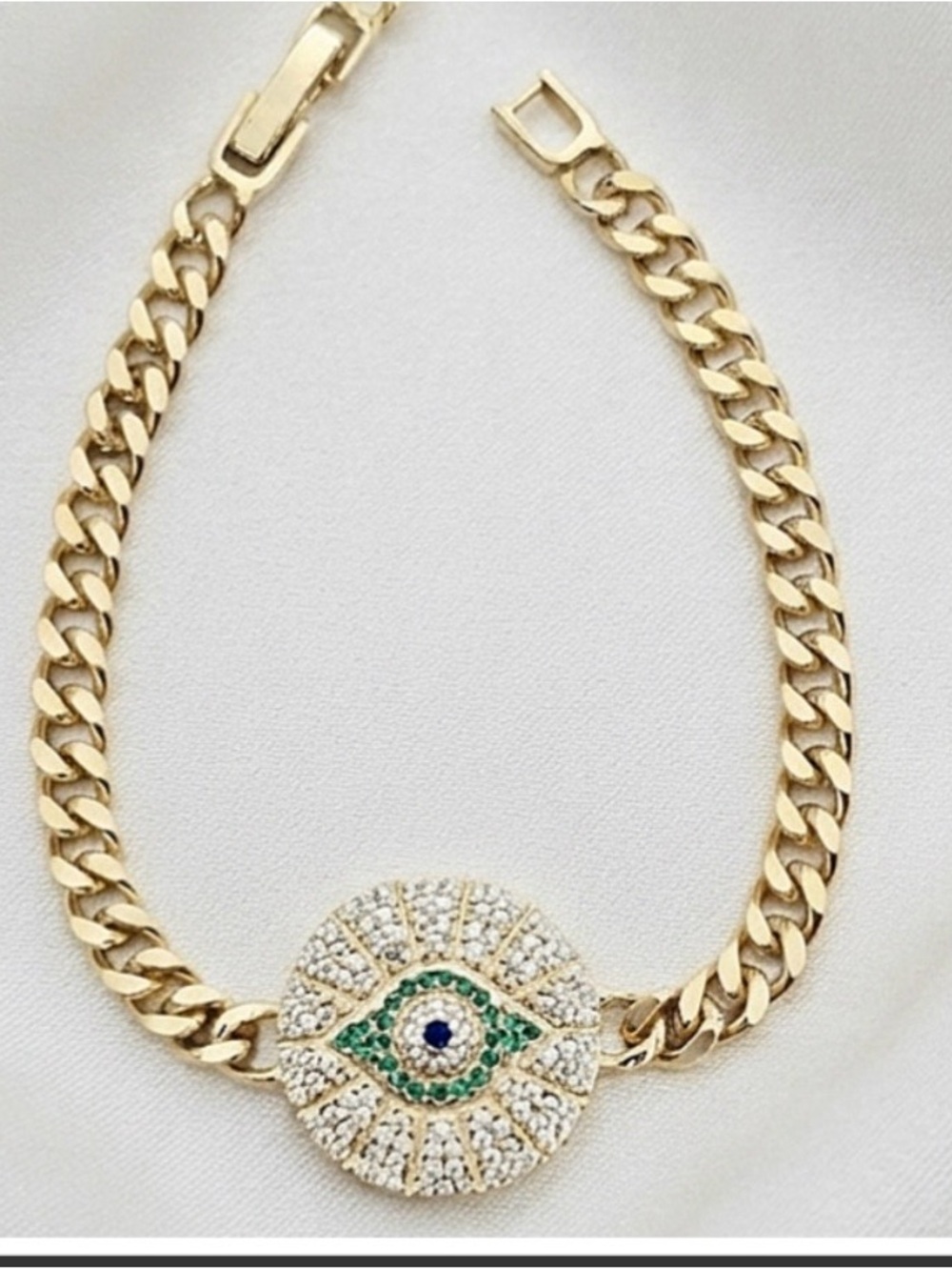 Gold-Tone Pavé CZ Evil Eye Bracelet